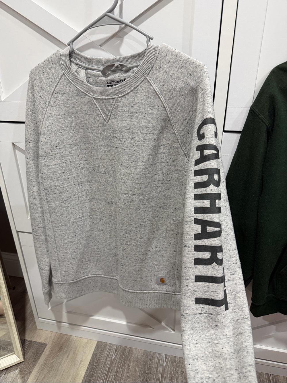 Carhartt Men's Gray Crewneck Sweatshirt - Logo Sleeve